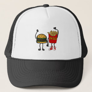 Funny Hamburger and French Fries Cartoon Art Trucker Hat