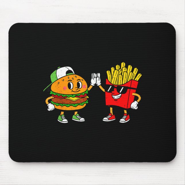 Funny Hamburger French Fries Combo Snacks Fast Foo Mouse Mat (Front)