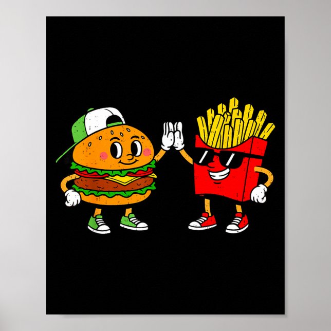 Funny Hamburger French Fries Combo Snacks Fast Foo Poster (Front)