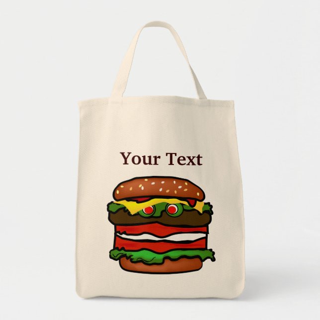 Funny Hamburger  Grocery Tote Bag (Front)