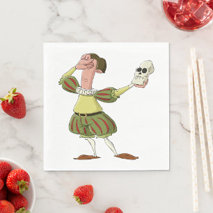 Funny Hamlet Shakespeare Actor Holding Skull Napkin