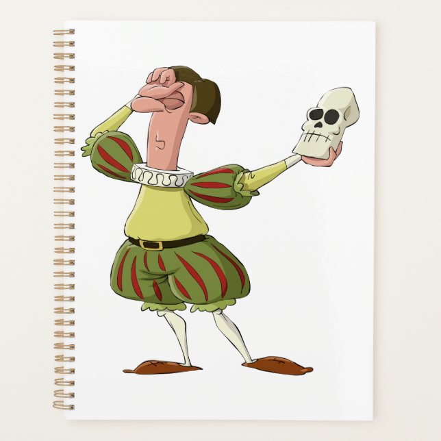 Funny Hamlet Shakespeare Actor Holding Skull Planner (Front)