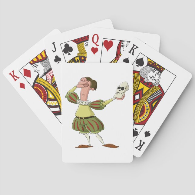 Funny Hamlet Shakespeare Actor Holding Skull Playing Cards (Back)