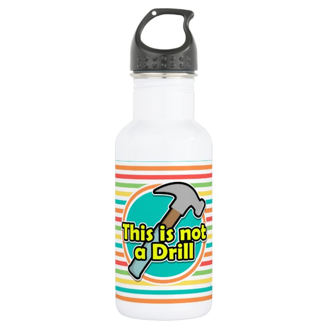 Funny Hammer; Bright Rainbow Stripes 532 Ml Water Bottle (Front)