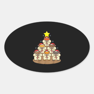 Funny Hamster Christmas Tree Oval Sticker