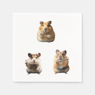 Funny Hamster Meme Peace Sign Napkin