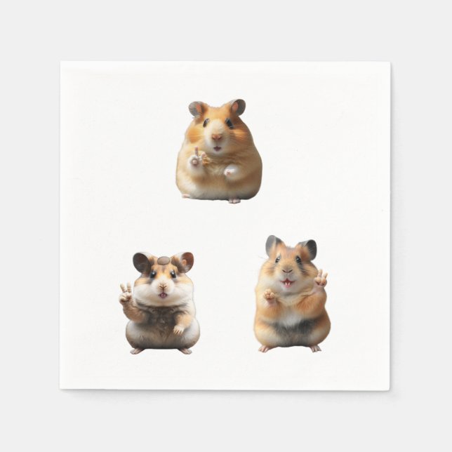 Funny Hamster Meme Peace Sign Napkin (Front)