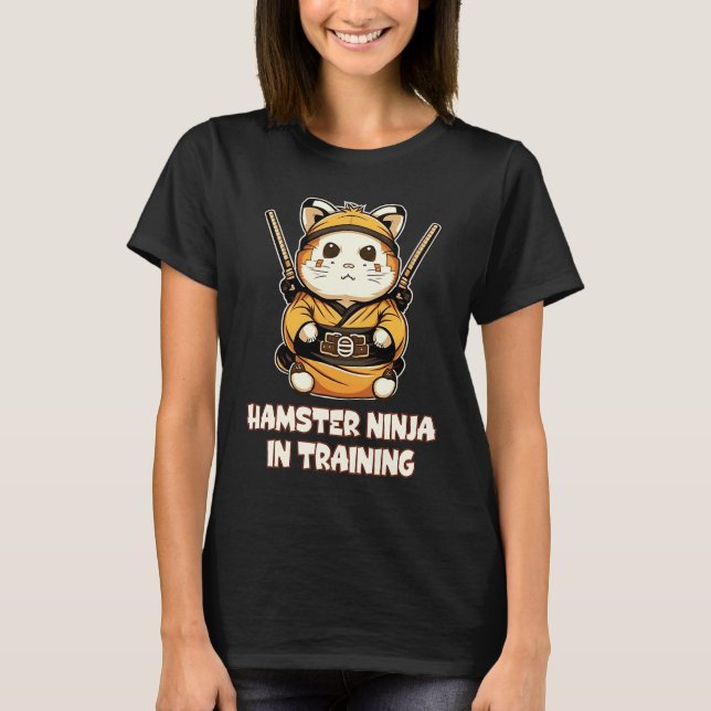 Funny Hamster Ninja in Training T-Shirt (Front)