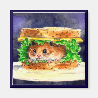 Funny hamster sandwich magnet