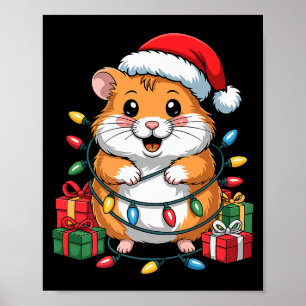 Funny Hamster Santa Hat Animals Lovers Ugly Christ Poster