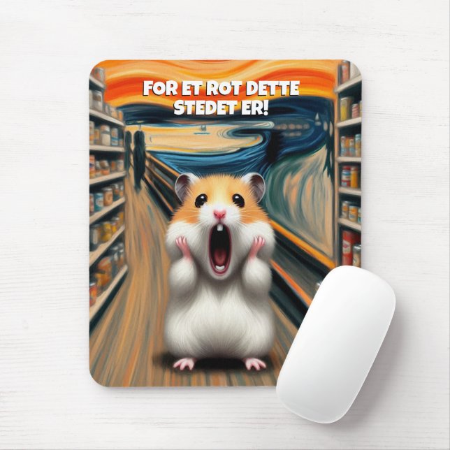 Funny Hamster Screams in the Style of Edvard Munch Mouse Mat (With Mouse)