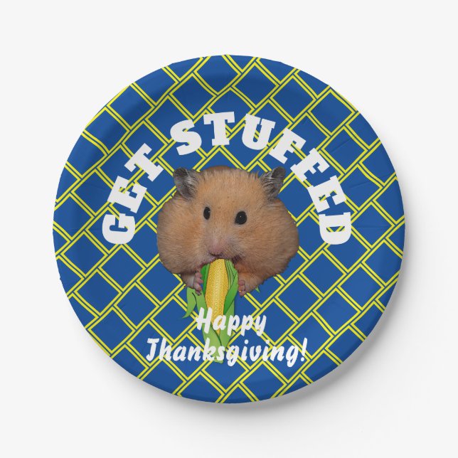 Funny Hamster Thanksgiving   Paper Plate (Front)