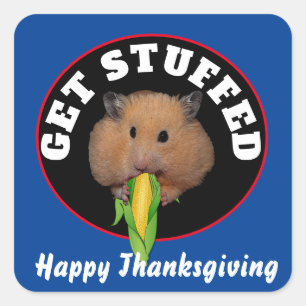 Funny Hamster Thanksgiving  Square Sticker