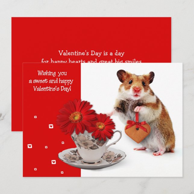 Funny Hamster Valentine's Day Flat Holiday Card (Front/Back)