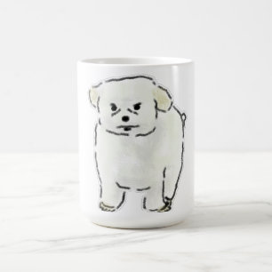 Funny Hand-Drawn Angry White Puppy Illustration Coffee Mug