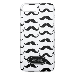 Funny Hand drawn Black white moustache personalise iPhone 8 Plus/7 Plus Case