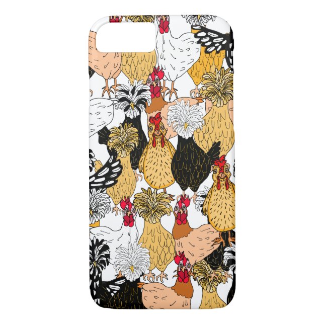 Funny Hand Drawn Cartoon Chickens Case-Mate iPhone Case (Back)