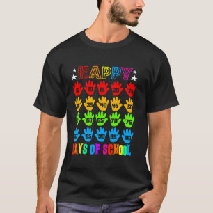 Funny Hand Happy 100 Days Of School Teacher & Stud T-Shirt