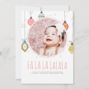 Funny Hand-Lettered Fa La La Christmas Photo Holiday Card