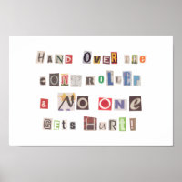Funny Hand Over the Controller Ransom Note Collage