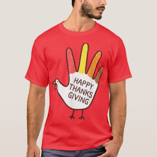 Funny Hand Turkey  Kids Outfit Toddler Thanksgivin T-Shirt