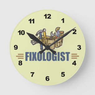 Funny Handyman Round Clock