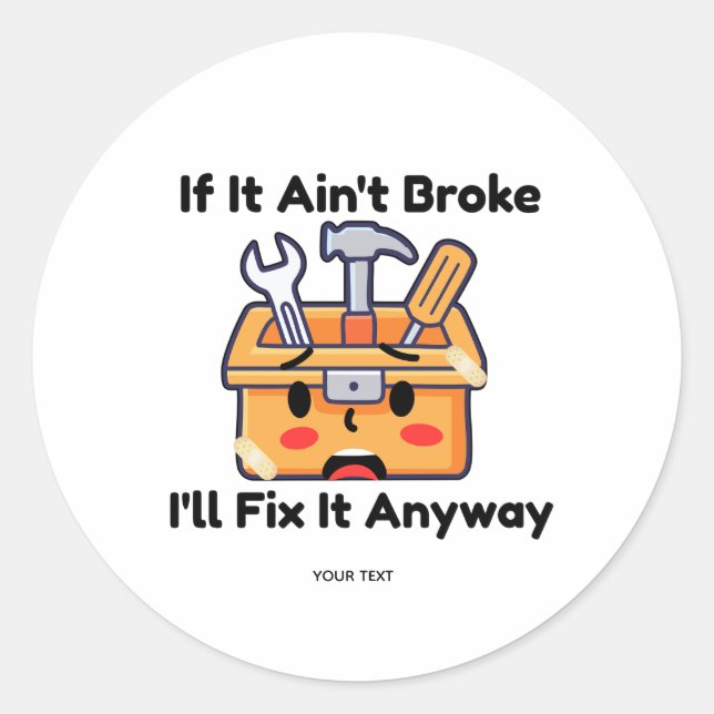 Funny Handyman Tool Box Dad Joke Personalised Classic Round Sticker (Front)