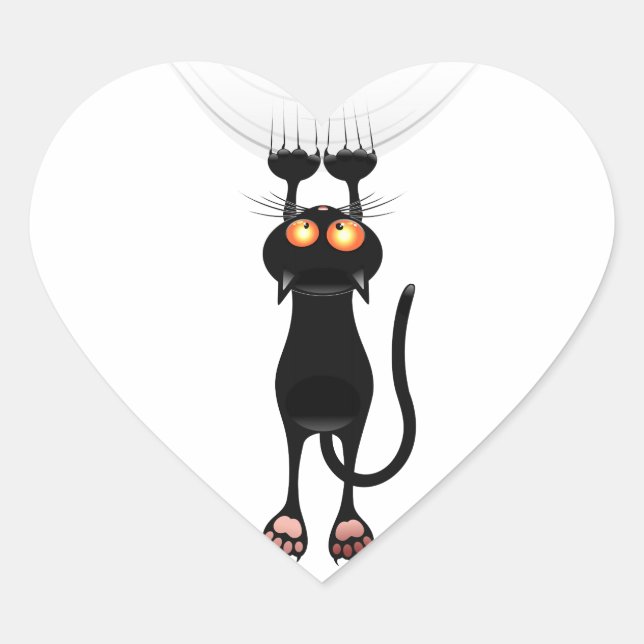 Funny Hang On Cat Heart Sticker (Front)
