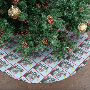 Funny Hanging Christmas Tree Cat Brushed Polyester Tree Skirt