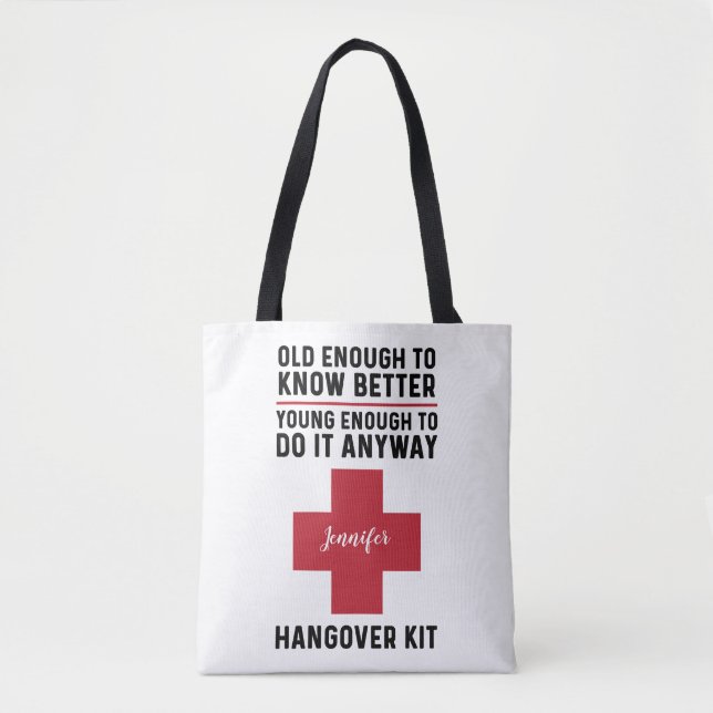 Funny Hangover Kit Personalised Tote Bag (Front)