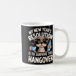 Funny Hangover Survival Dog New Year's Resolution Coffee Mug