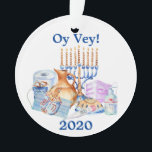 Funny Hanukkah Covid Watercolor Quarantine 2020 Ornament<br><div class="desc">This design was created though digital art. It may be personalised in the area provided or customising by changing the photo or added your own words. Contact me at colorflowcreations@gmail.com if you with to have this design on another product. Purchase my original abstract acrylic painting for sale at www.etsy.com/shop/colorflowart. See...</div>