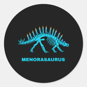 Funny Hanukkah Dinosaur Stegosaurus Dino Menorah Classic Round Sticker