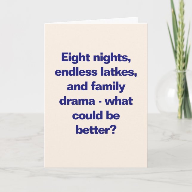 Funny Hanukkah Family Quote Sassy Blue Custom Holiday Card (Front)