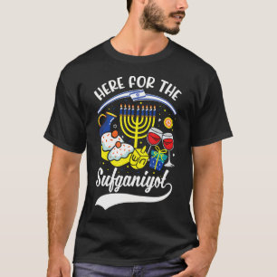 Funny Hanukkah Here For The Sufganiyot Jewish Food T-Shirt