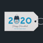 Funny Hanukkah Holiday Custom 2020 Gift Tags<br><div class="desc">Make them smile with this humourous take on a challenging year. These Happy Hanukkah 2020 gift tags feature a masked character with the word "oy!". Name is customisable. Back side has a Star of David pattern. Part of a collection from Parcel Studios.</div>