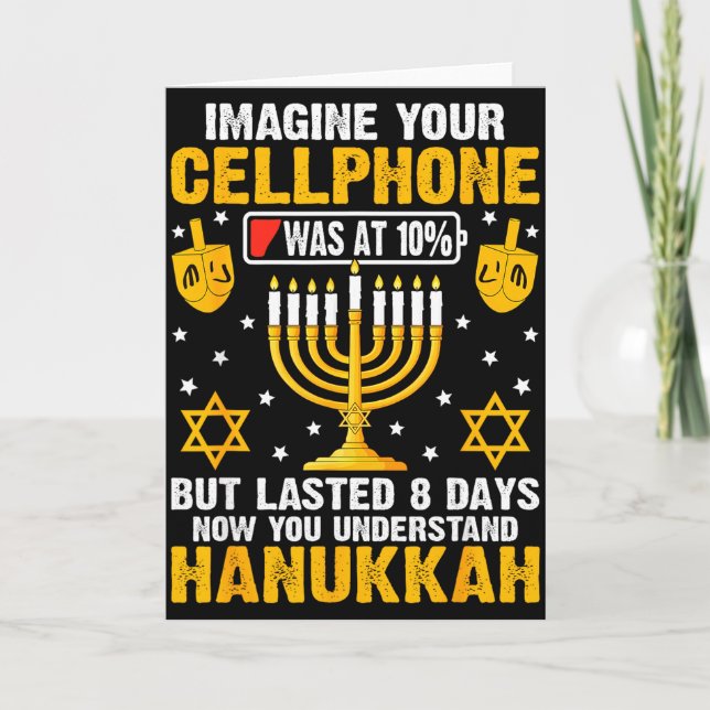 Funny Hanukkah Imagine Your Cellphone Chanukah Jew Card (Front)