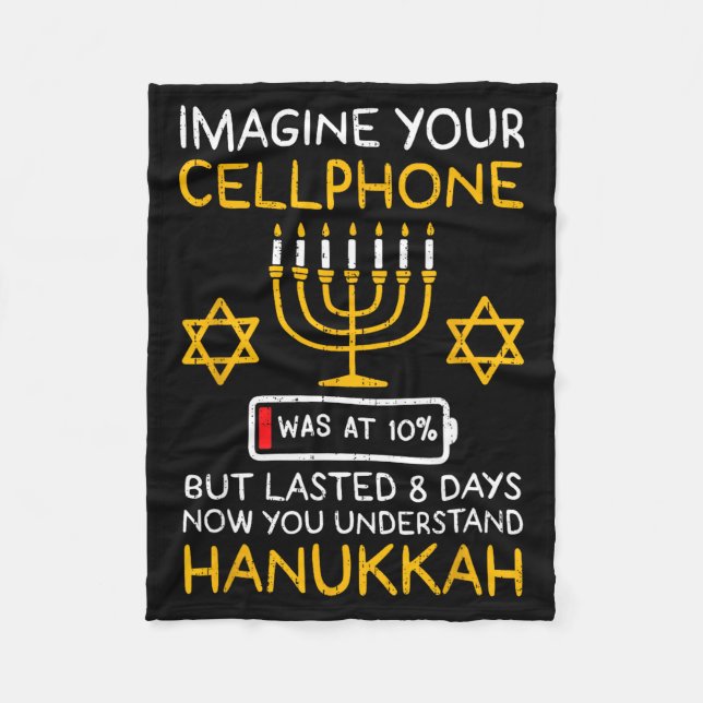 Funny Hanukkah Imagine Your Cellphone Chanukah Jew Fleece Blanket (Front)