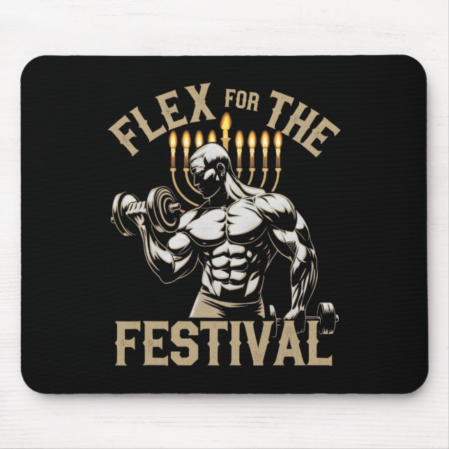 Funny Hanukkah Jewish Gym Workout Flex Festival  Mouse Mat (Front)