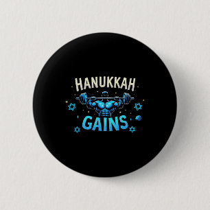 Funny Hanukkah Jewish Gym Workout Hanukkah Gains 6 Cm Round Badge