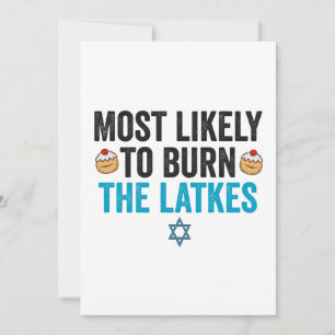 Funny Hanukkah Latke Jewish Cook Holiday Humour Invitation