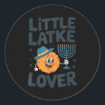Funny Hanukkah Little Latke Jewish Family Kids Mat Classic Round Sticker<br><div class="desc">Funny Hanukkah Little Latke Jewish Family Kids Matching</div>