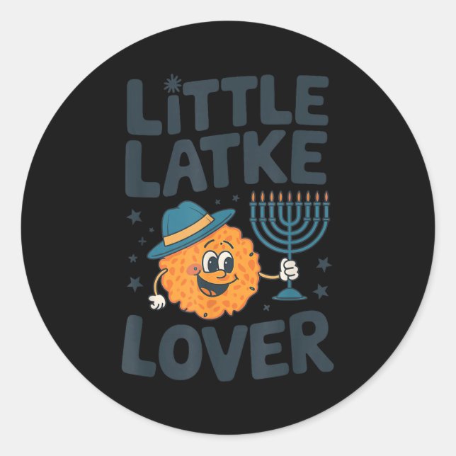 Funny Hanukkah Little Latke Jewish Family Kids Mat Classic Round Sticker (Front)
