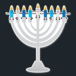 Funny Hanukkah menorah and candles<br><div class="desc">Funny Hanukkah illustration,  Cute candles characters sitting on Hanukkah menorah</div>