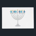 Funny Hanukkah menorah and candles Laminated Place Mat<br><div class="desc">Funny Hanukkah illustration,  Cute candles characters sitting on Hanukkah menorah</div>