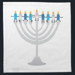 Funny Hanukkah menorah and candles Napkin<br><div class="desc">Funny Hanukkah illustration,  Cute candles characters sitting on Hanukkah menorah</div>