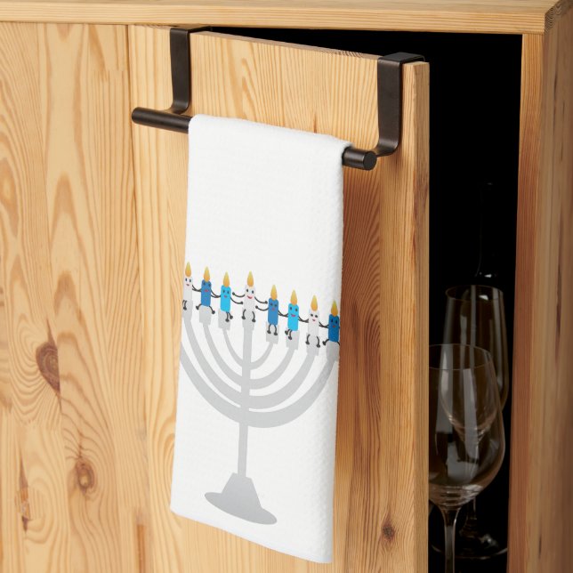 Funny Hanukkah menorah and candles Tea Towel (Thirds Fold)