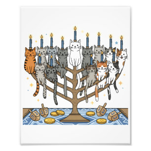 Funny Hanukkah Meowzel Cats Menorah Photo Print