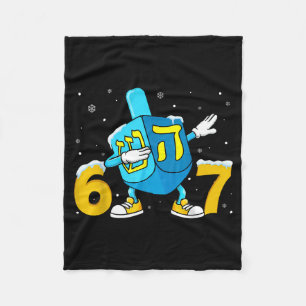 Funny Hanukkah Six Seven Chanukah Dreidel Dabbing Fleece Blanket