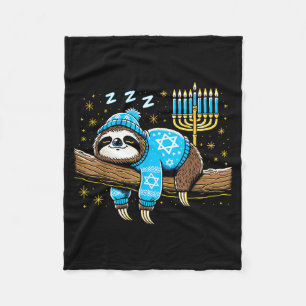 Funny Hanukkah Sloth Jewish Chanukah Sleeng Hanukk Fleece Blanket